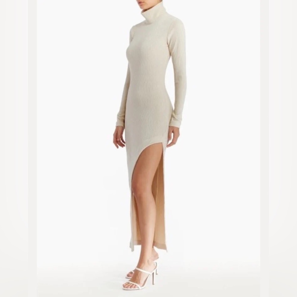 Amanda Uprichard Secora Long Sleeve Turtleneck Maxi Dress Cream NWT Size Small